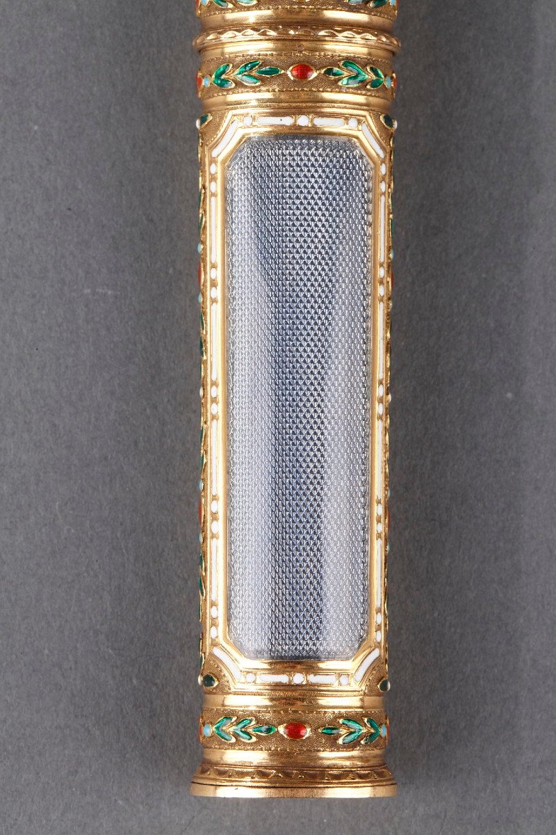 Gold And Enamel Case For Wax. Louis XVI Period. -photo-3