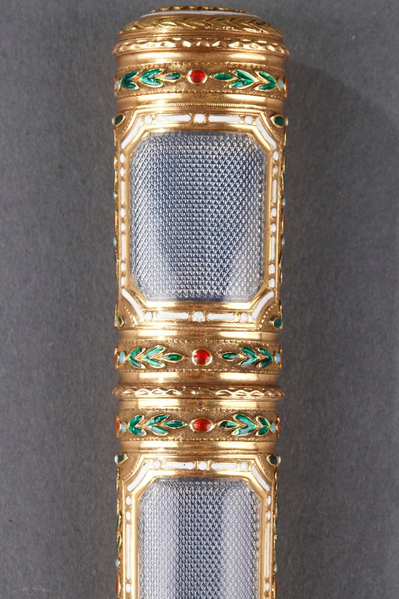 Gold And Enamel Case For Wax. Louis XVI Period. -photo-4