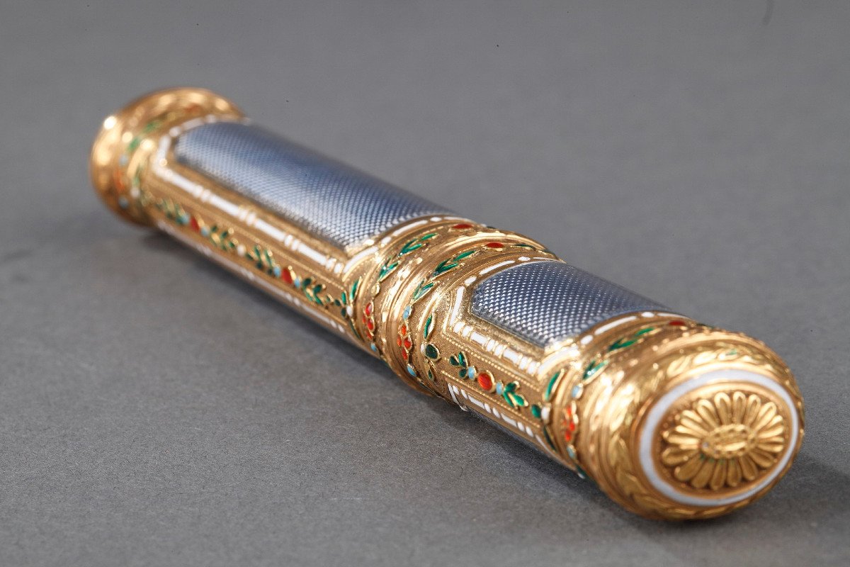 Gold And Enamel Case For Wax. Louis XVI Period. -photo-5