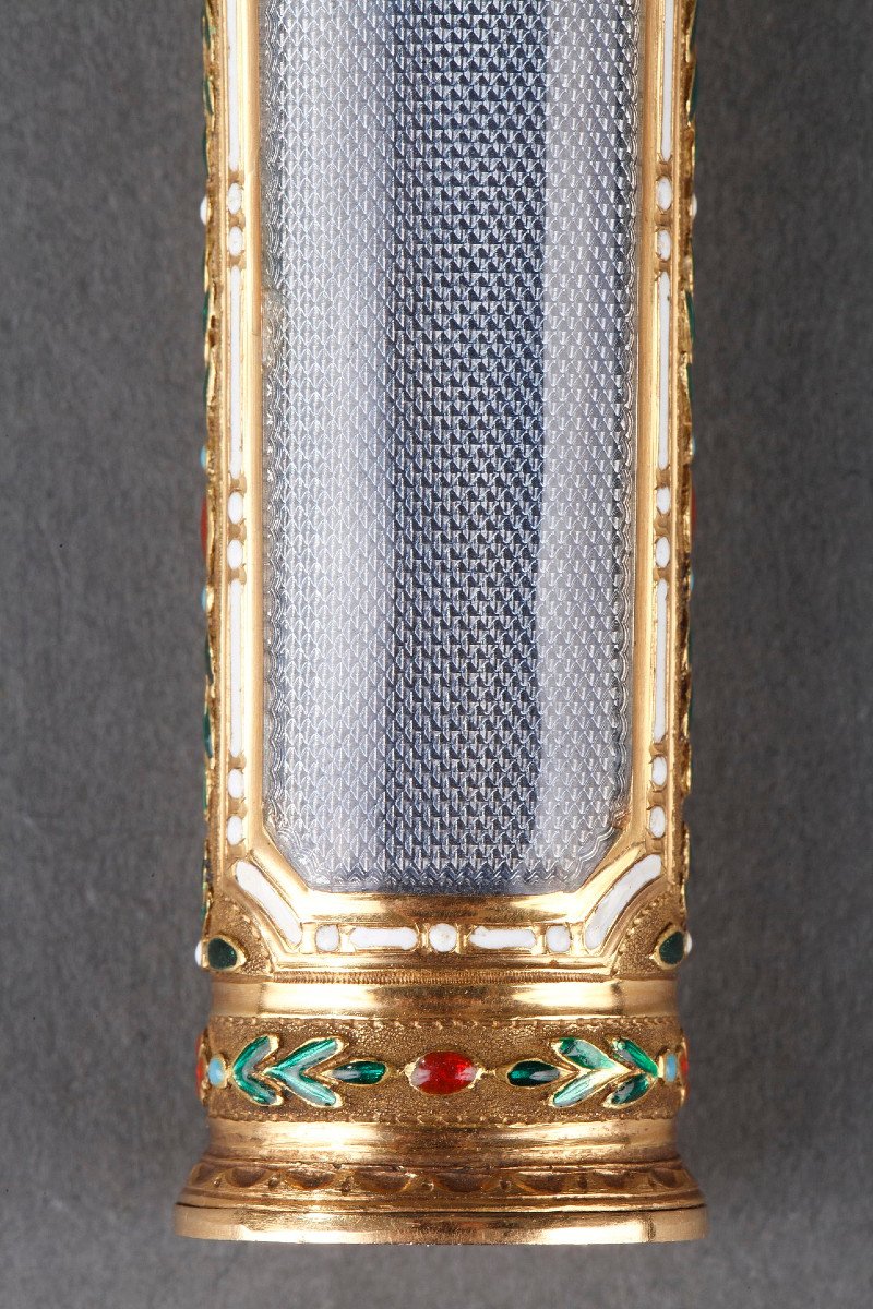 Gold And Enamel Case For Wax. Louis XVI Period. -photo-8