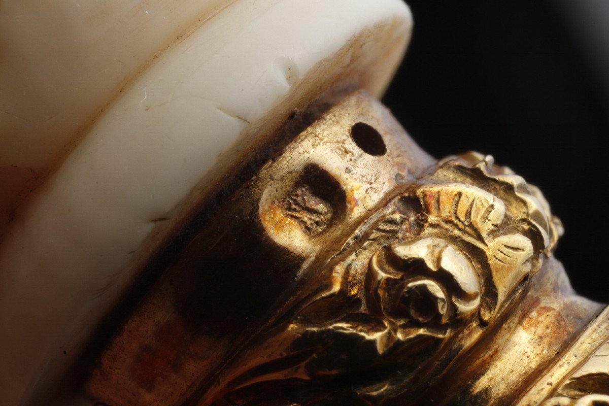 A Dieppe Ivory Desk Seal With Gold And Agate. Mid-19th Century. -photo-6