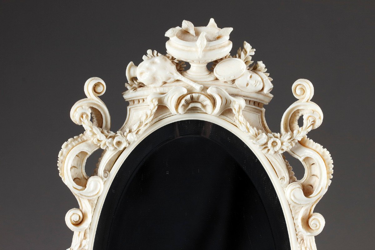Mid-19th Carved Ivory Mirror In Renaissance Revival, Dieppe. -photo-4