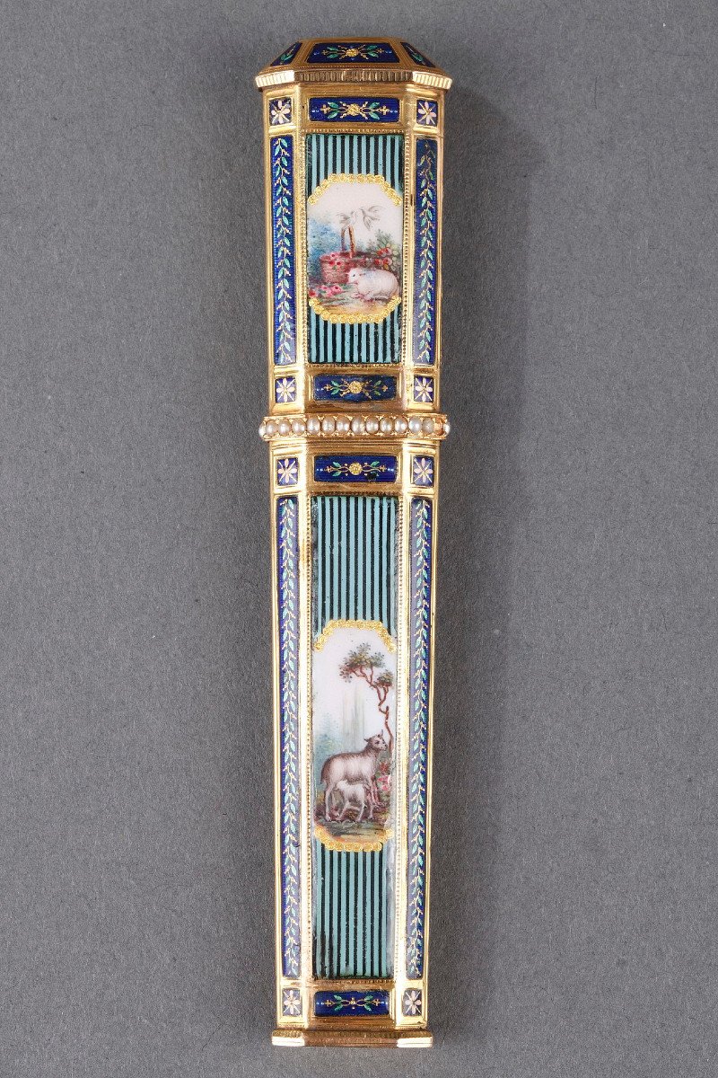 Gold, Enamel, And Pearl Needle Case. Swiss Craftsmanship. Late 18th Century. -photo-2