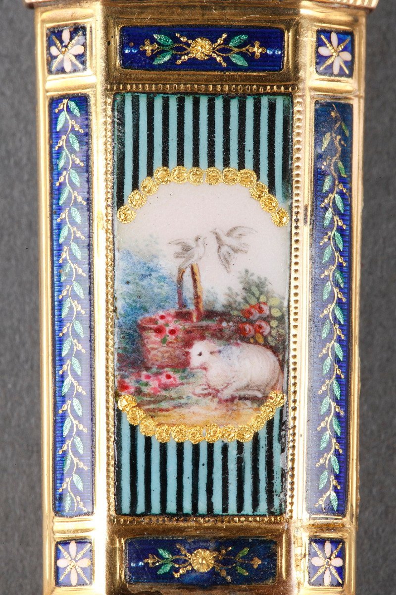 Gold, Enamel, And Pearl Needle Case. Swiss Craftsmanship. Late 18th Century. -photo-3