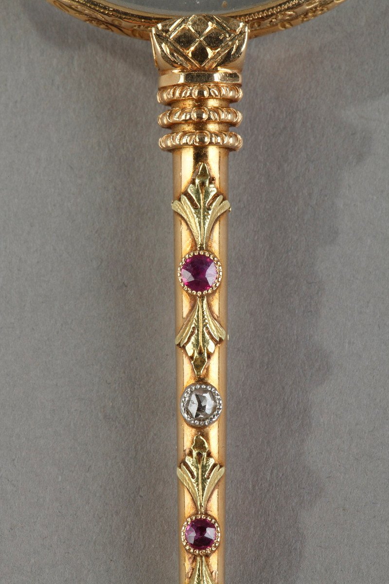 19th Century Gold, Diamond Face-à-main. -photo-3