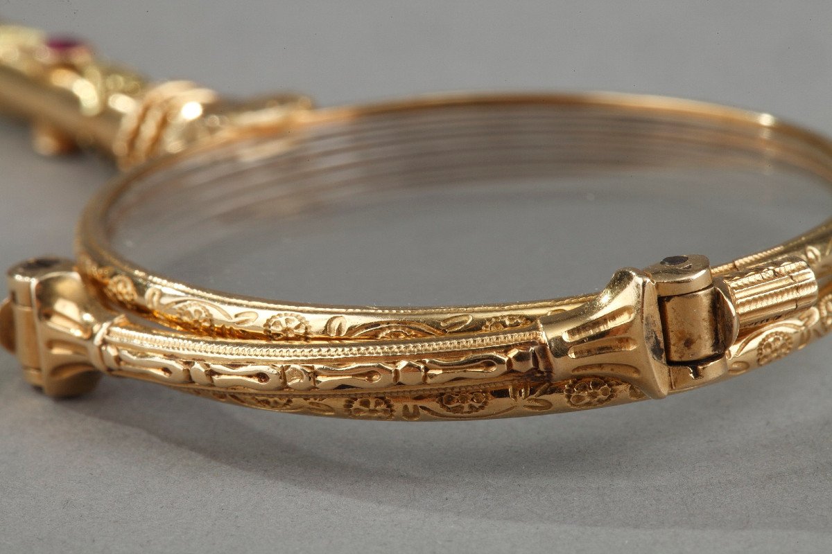 19th Century Gold, Diamond Face-à-main. -photo-3
