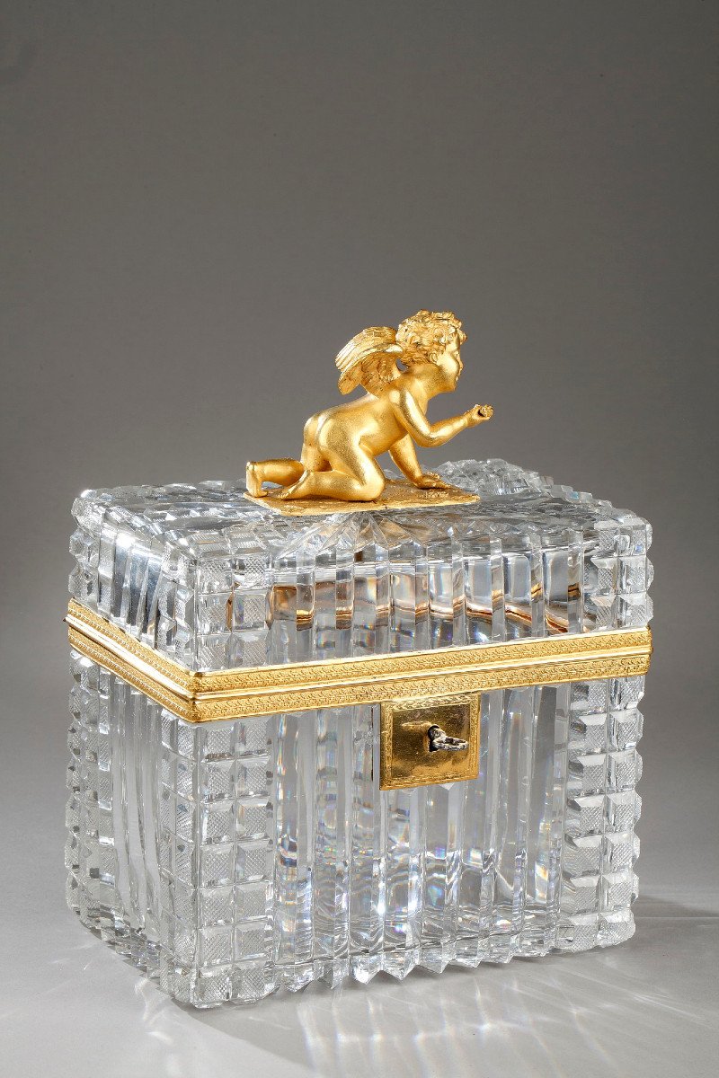 Charles X Cut Crystal Casket With Ormolu Mounts. 