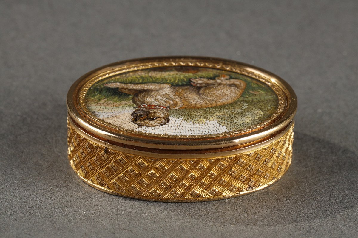 Vinaigrette En Or Et Micro-mosaïque. Début Du XIXème Siècle. Atelier Antonio Aguatti. -photo-4
