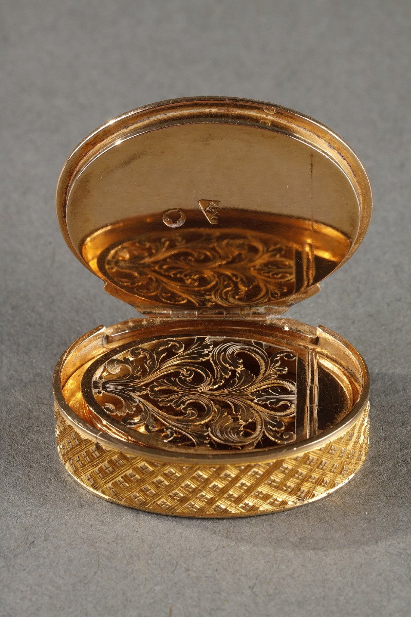 Vinaigrette En Or Et Micro-mosaïque. Début Du XIXème Siècle. Atelier Antonio Aguatti. -photo-2