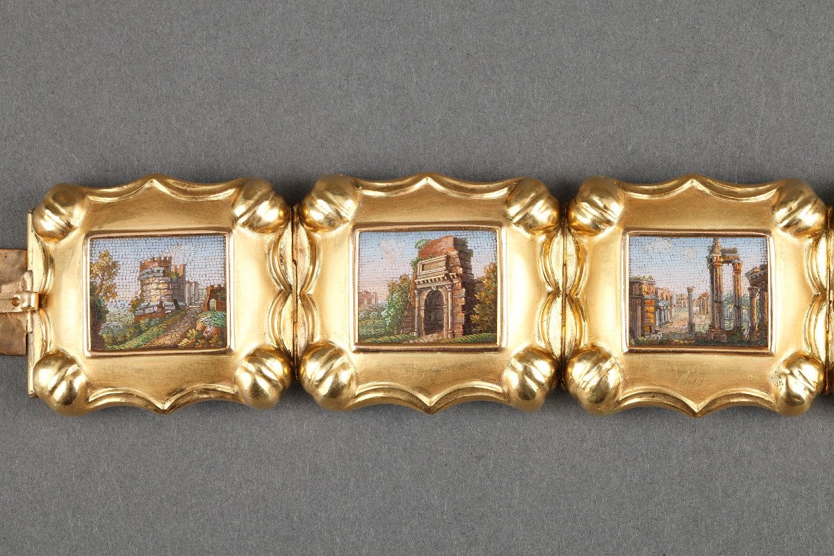 Gold And Micromosaic Bracelet. First Half Of The 19th Century Work. -photo-2