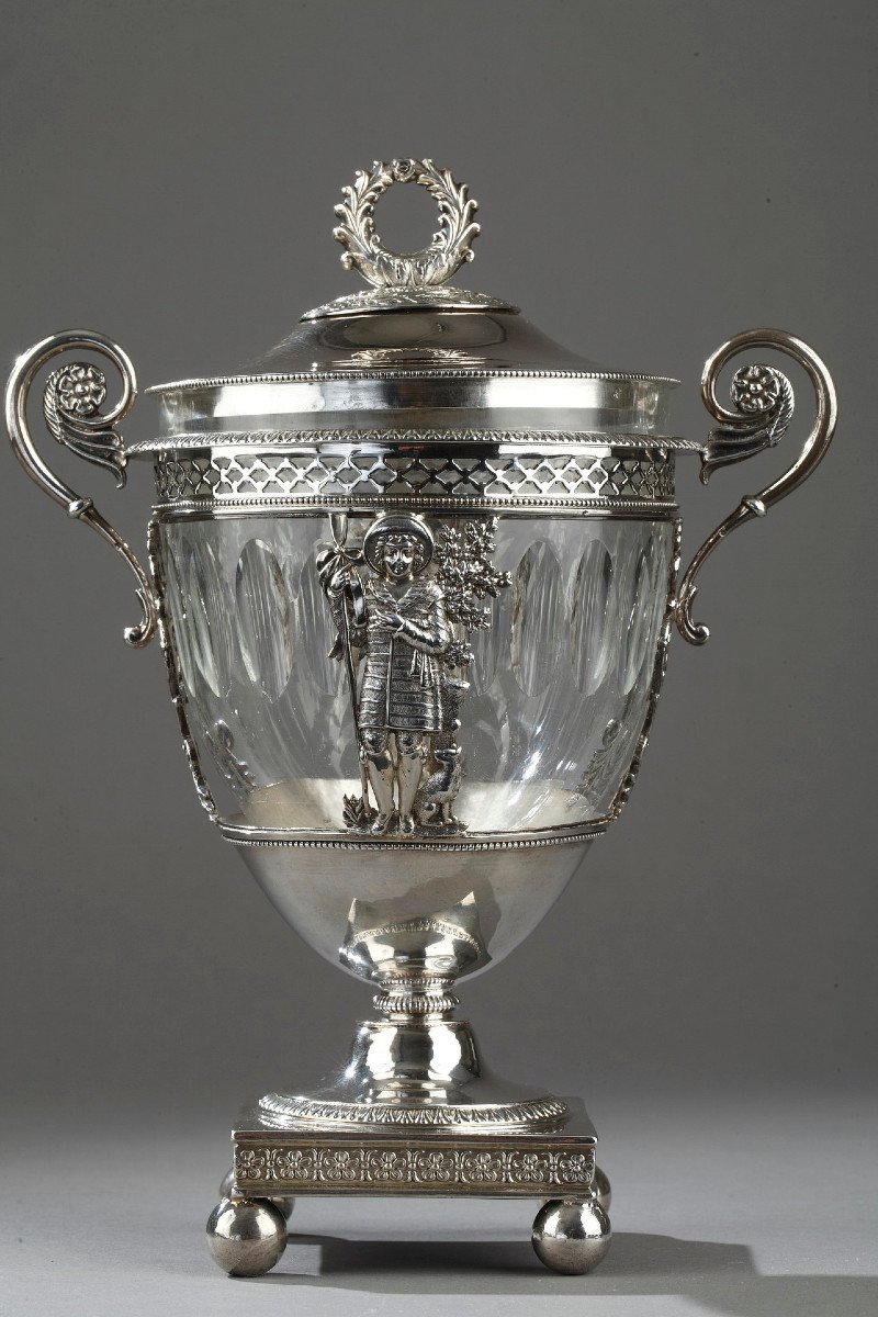 Early 19th Century Silver And Crystal Candy Dish. -photo-2