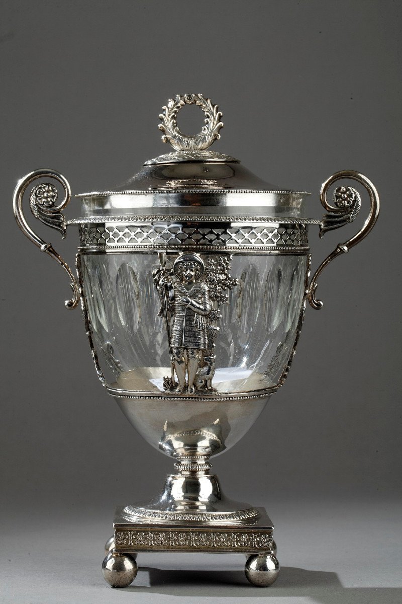 Early 19th Century Silver And Crystal Candy Dish. 