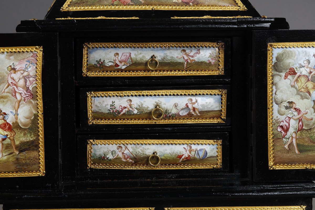 A 19th Century Autrian Ormolu And Enamel-mounted Black Wood Cabinet. -photo-4