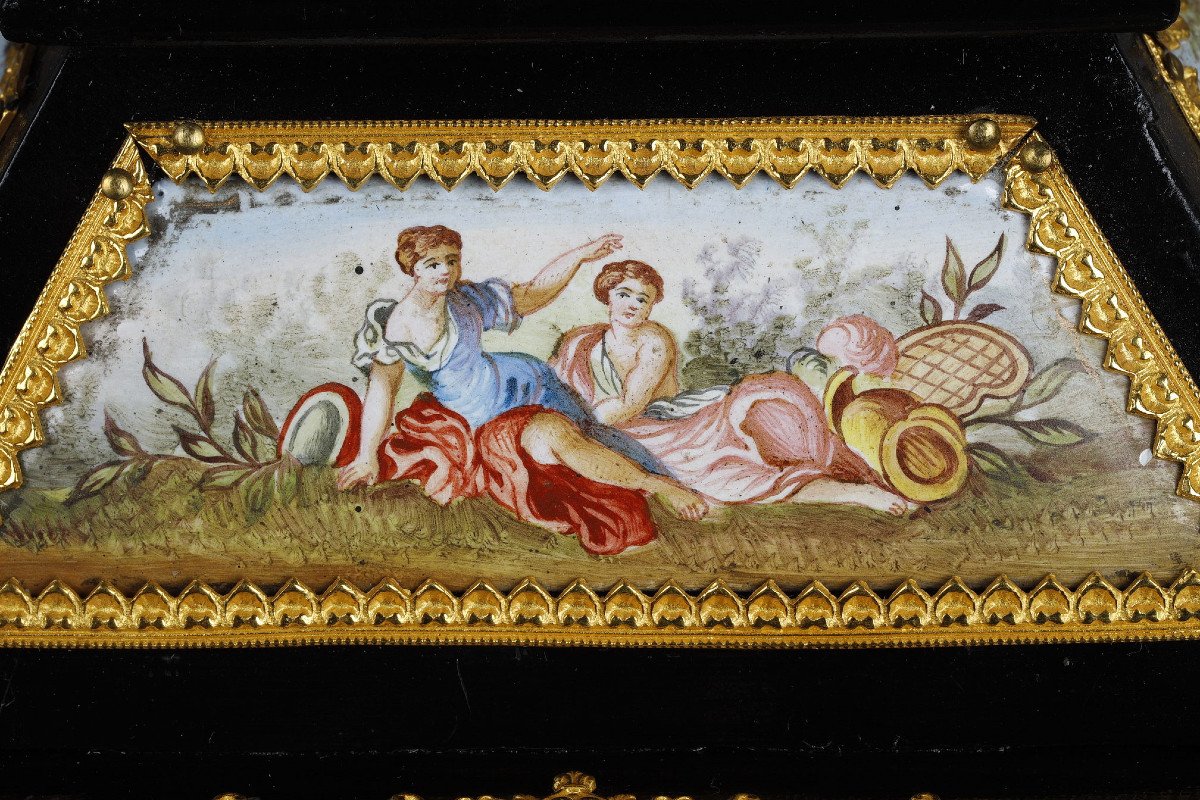 A 19th Century Autrian Ormolu And Enamel-mounted Black Wood Cabinet. -photo-6