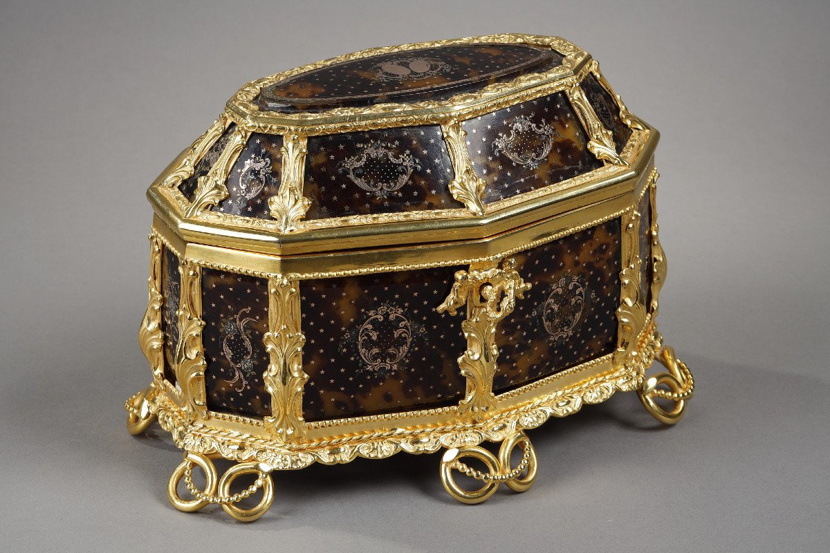 Mid-19th Century Jewellery Box Ormolu Mounted With Tortoiseshell And Gold. -photo-2