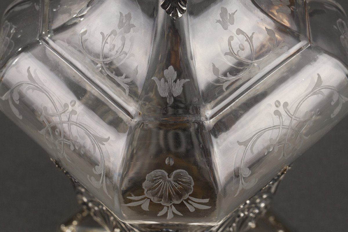 Aiguière du XIXème Siècle En Cristal  Et Monture Argent. Victor Boivin-photo-6