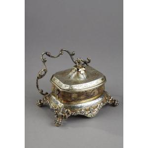 Inkwell In Vermeil And Agate. English Work. Circa 1830