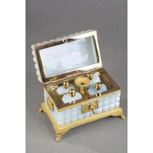 A Charles X Opaline Casket And Six Perfum Bottles