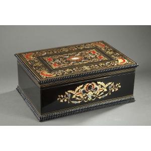 A Mid-19th Century Wooden Casket Inlaid With Mother-of-pearl
