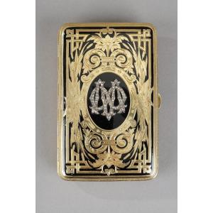 Cigarette Or Card Case Gold And Pink Diamond