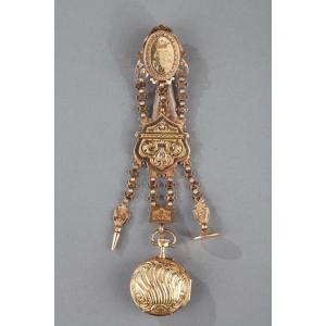 Chatelaine In Gold And Watch, Pavie & Dumand, 19th Century