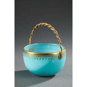 Blue Opaline Cup And Its Bronze Handle, Restoration