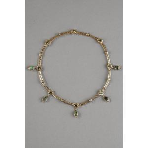 Collier En Or Articulé Et Pierres Précieuses Du XIX Siècle