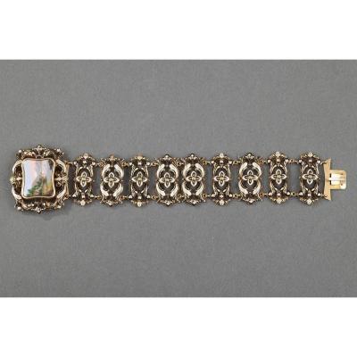 Gold And Enamel Bracelet. Mid-19th Century