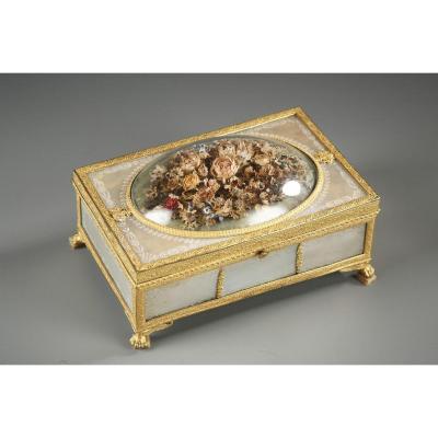 Charles X Gilt Bronze And Mother-of-pearl Box With Flowers. 