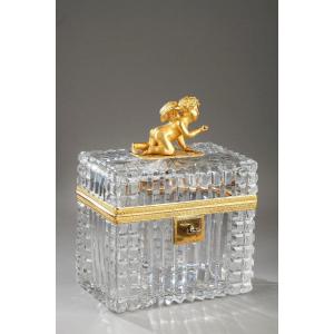 Charles X Cut Crystal Casket With Ormolu Mounts. 