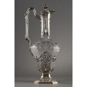 A 19th Century Crystal Silver Mounted Ewer. Victor Boivin. 