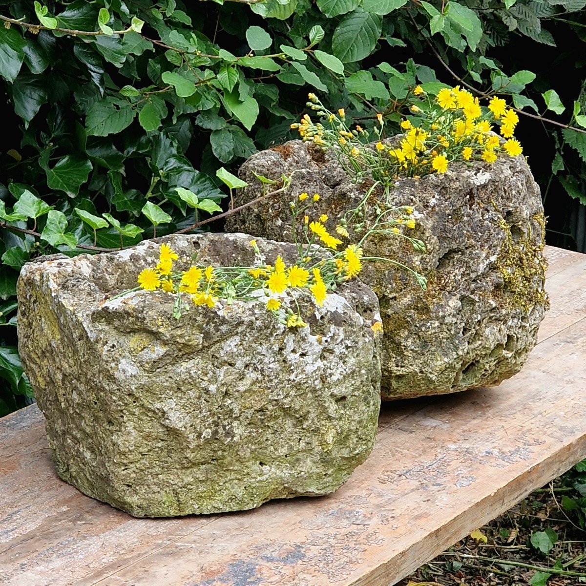 2 Jardinières Primitives En Pierre-photo-5