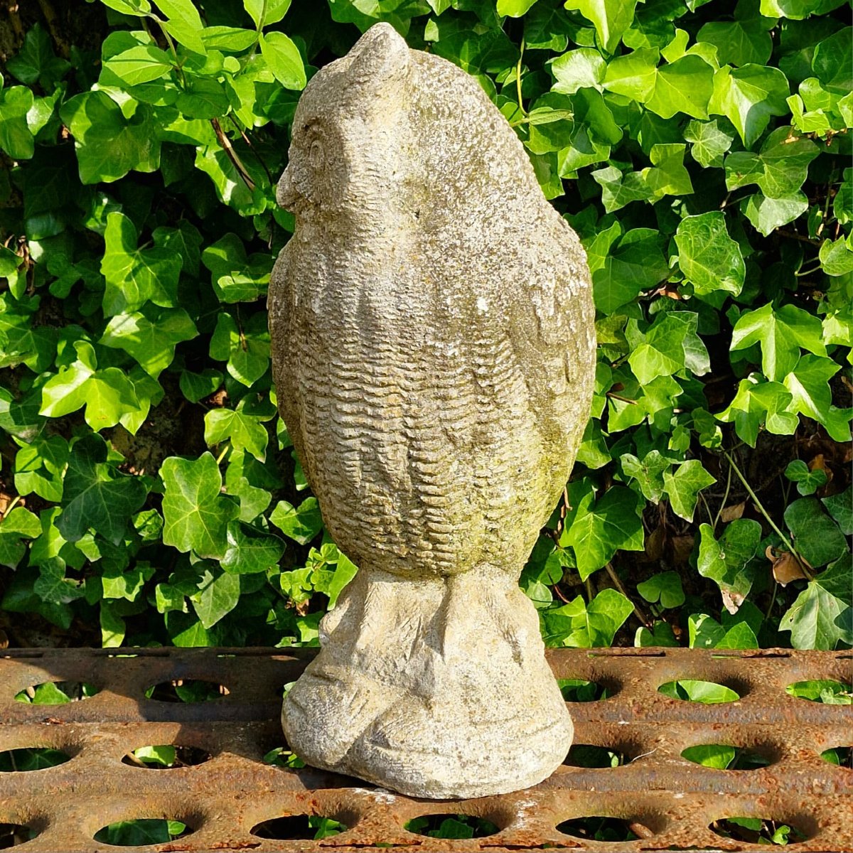 Grand hibou en pierre moulée-photo-3