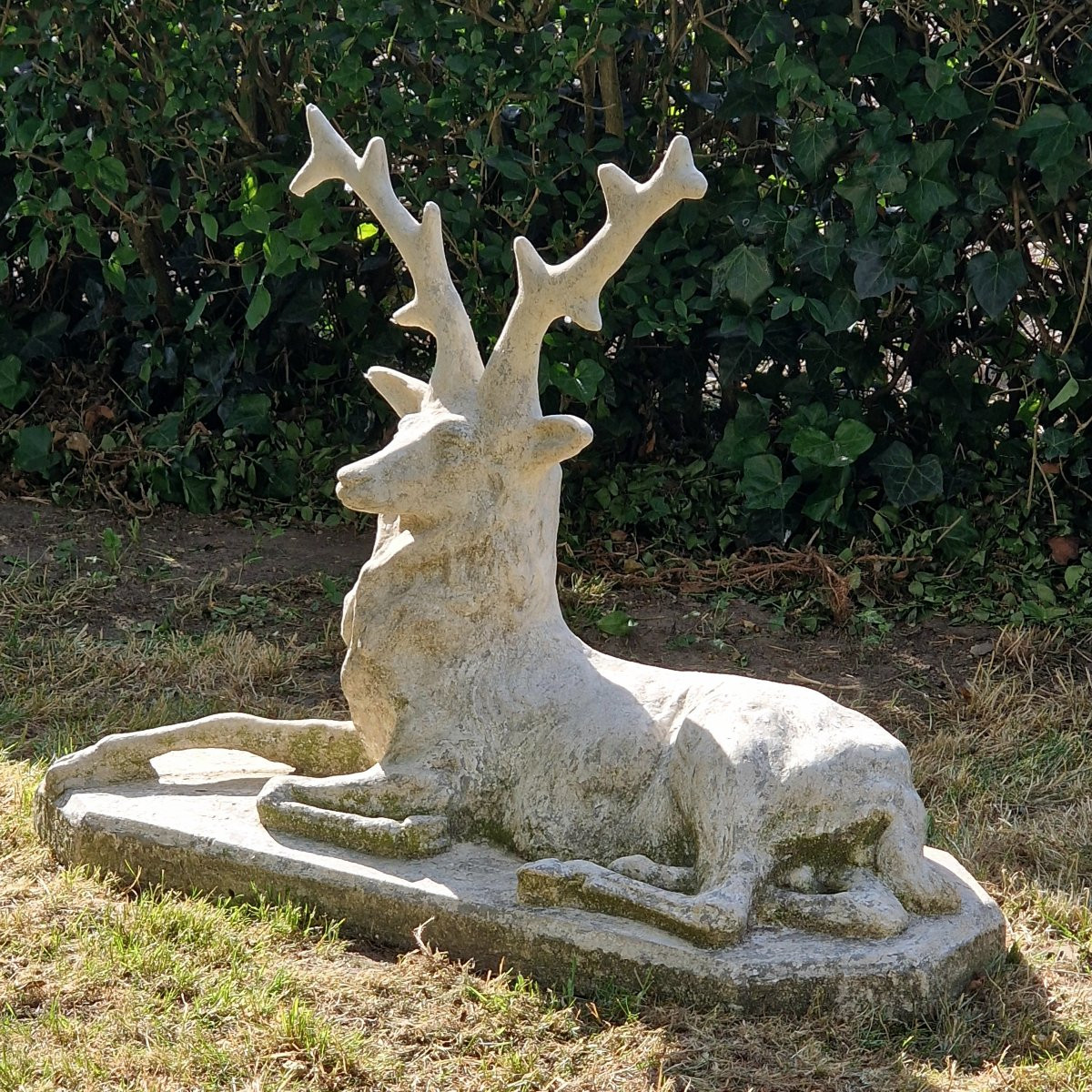 Recumbent Cast Stone Deer-photo-1