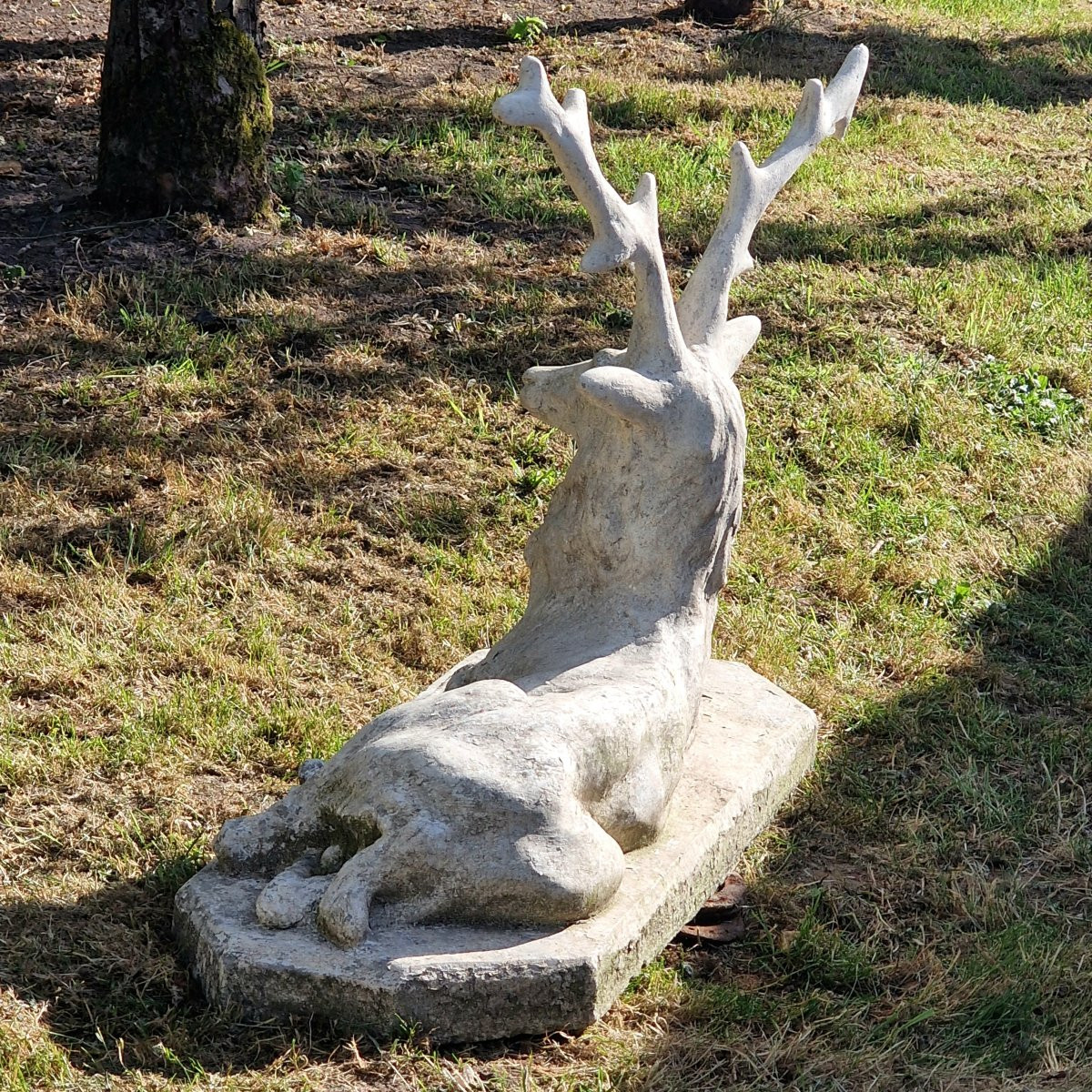 Recumbent Cast Stone Deer-photo-2