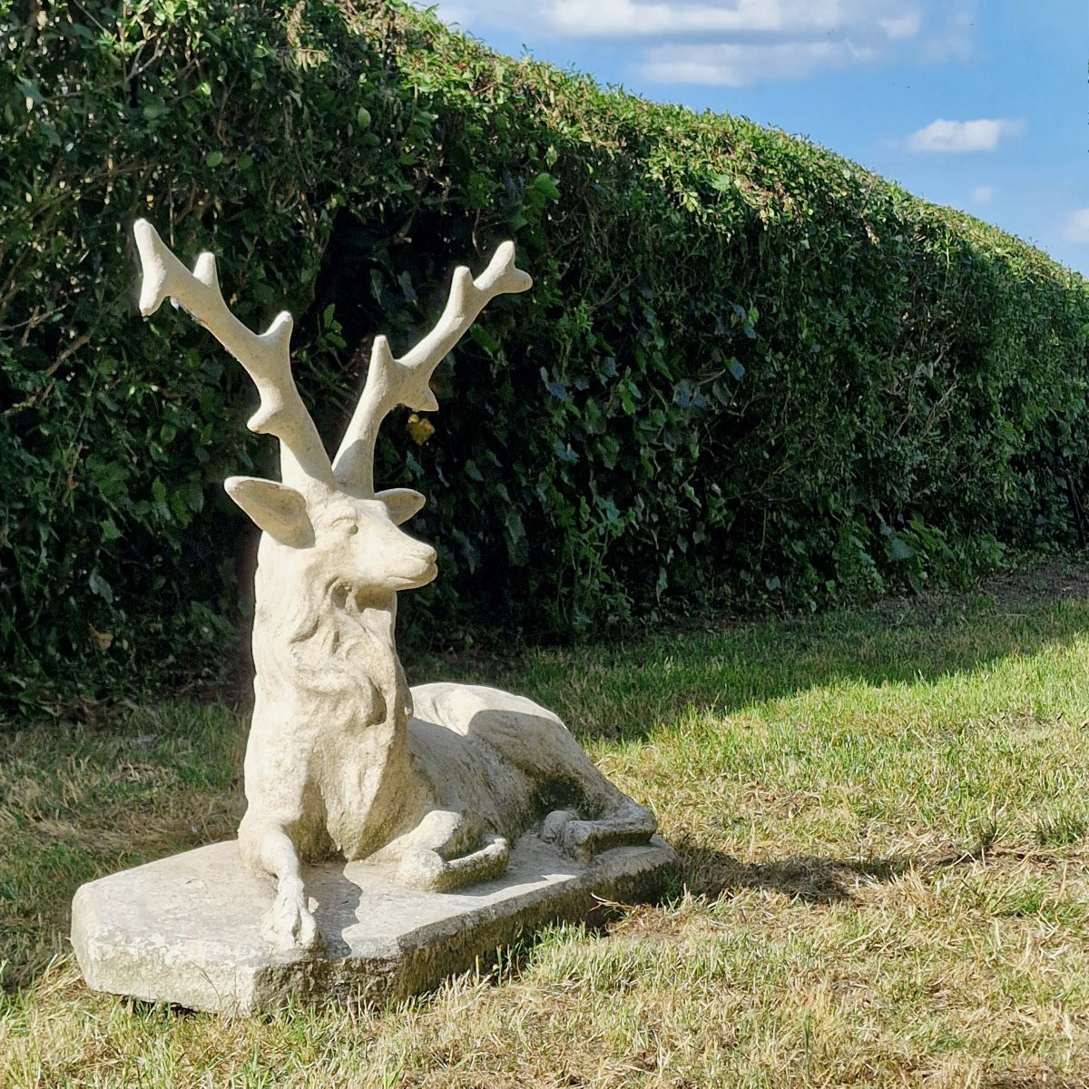 Recumbent Cast Stone Deer-photo-3
