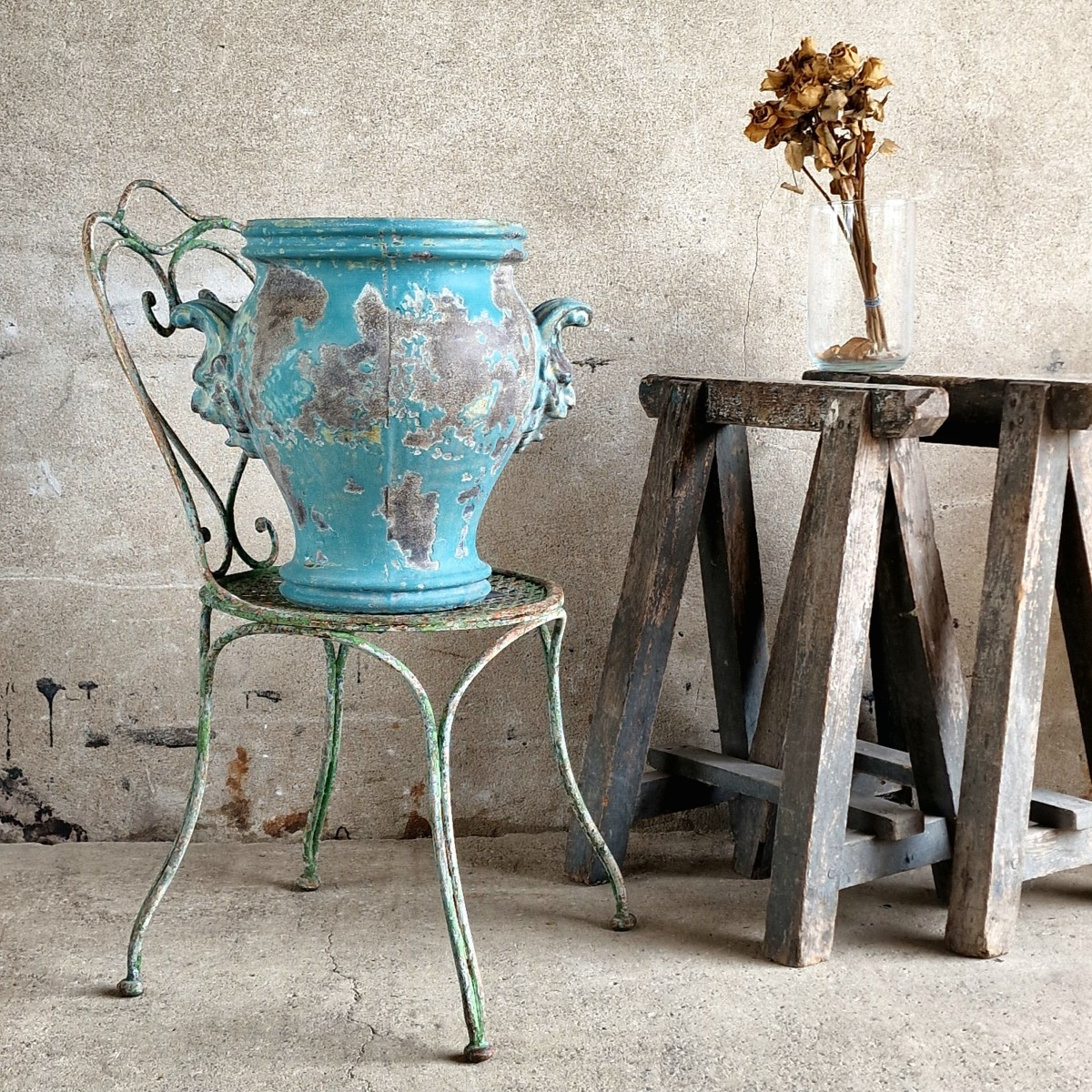 19th Century Blue Rouen Urn