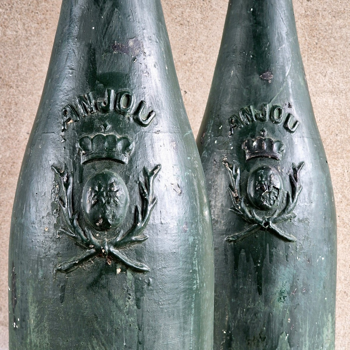 2 Xl Plaster Wine Bottles-photo-2