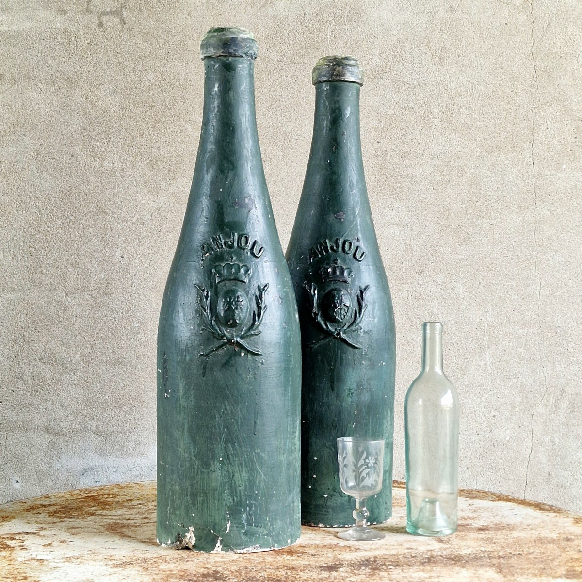 2 Xl Plaster Wine Bottles-photo-4