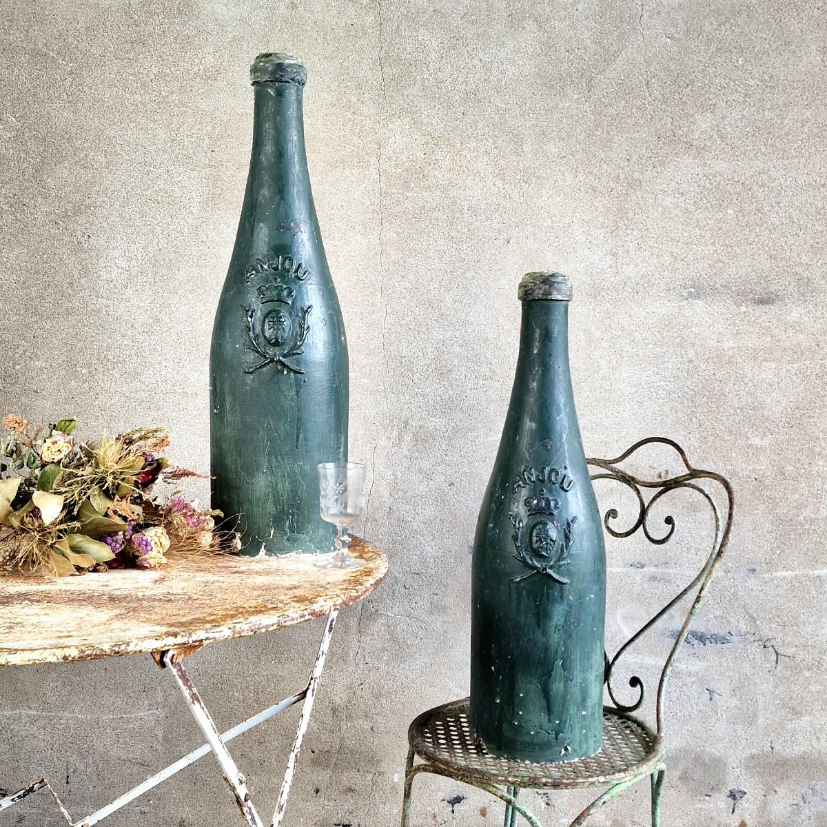 2 Xl Plaster Wine Bottles