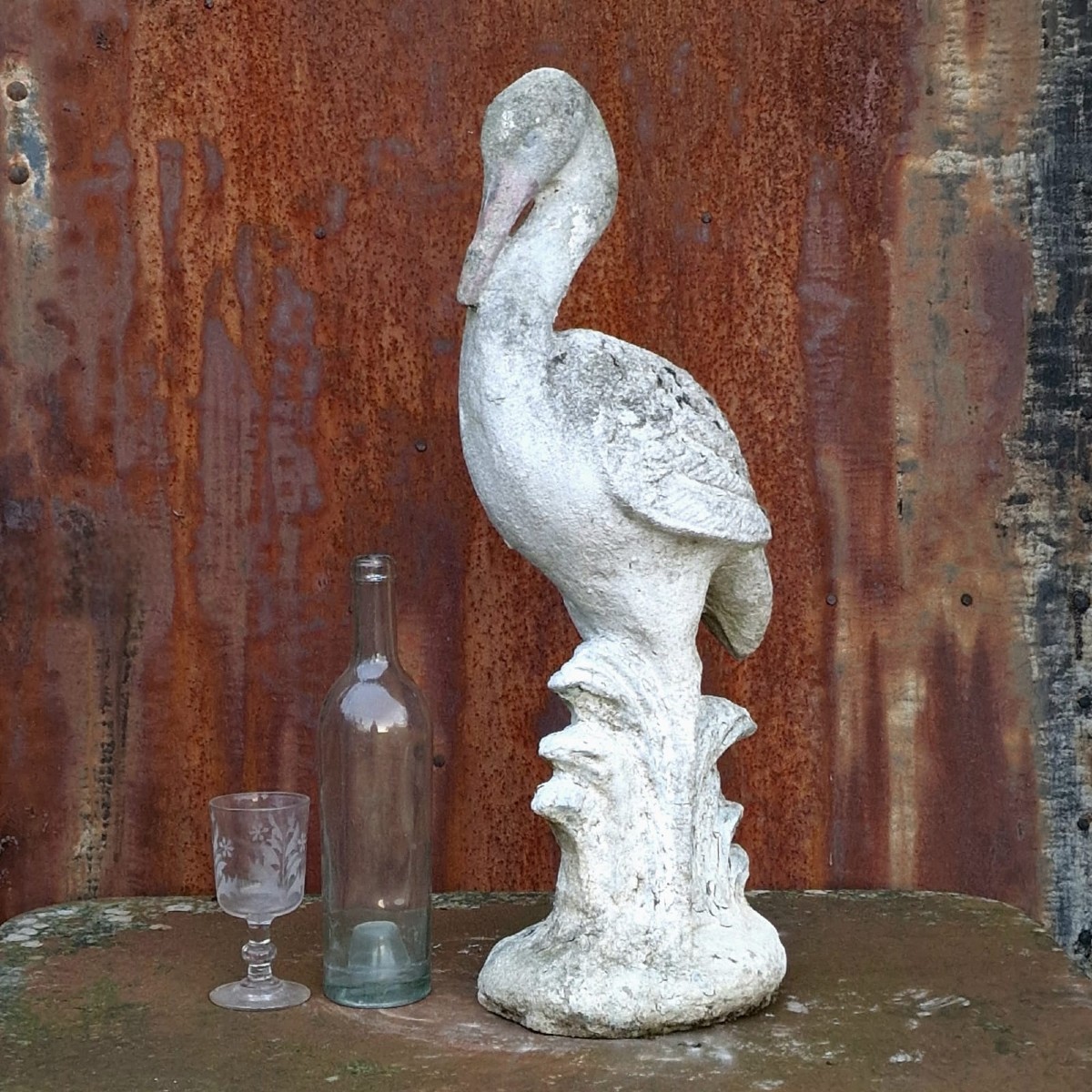 Cigogne en pierre reconstituée-photo-4