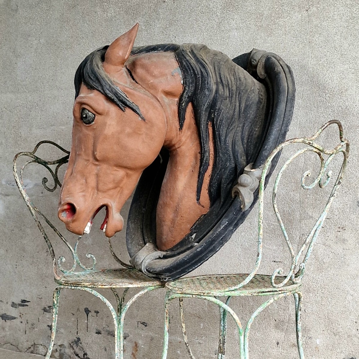 Tête de cheval en zinc XXL-photo-1