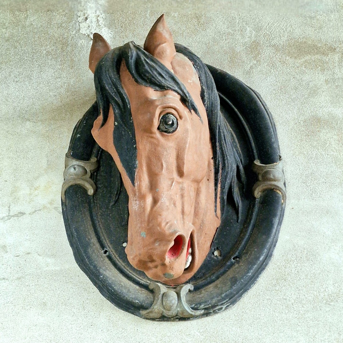 Tête de cheval en zinc XXL-photo-4