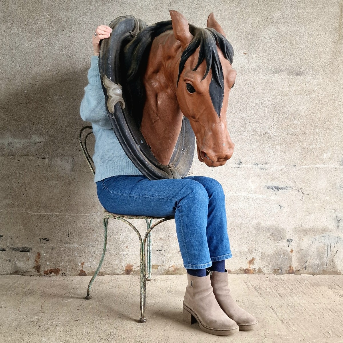 Tête de cheval en zinc XXL-photo-6