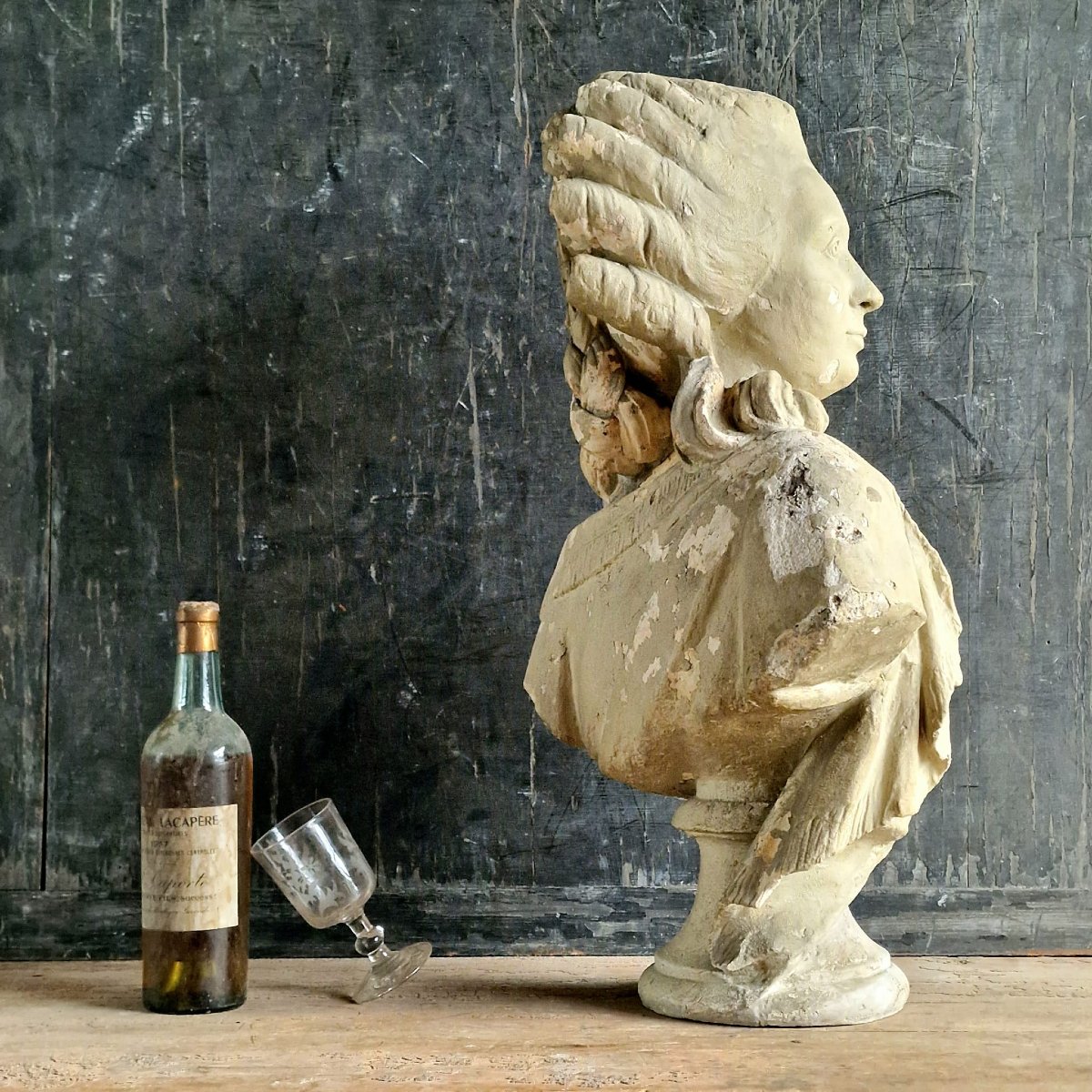 19th Century Plaster Bust Of A Woman-photo-3