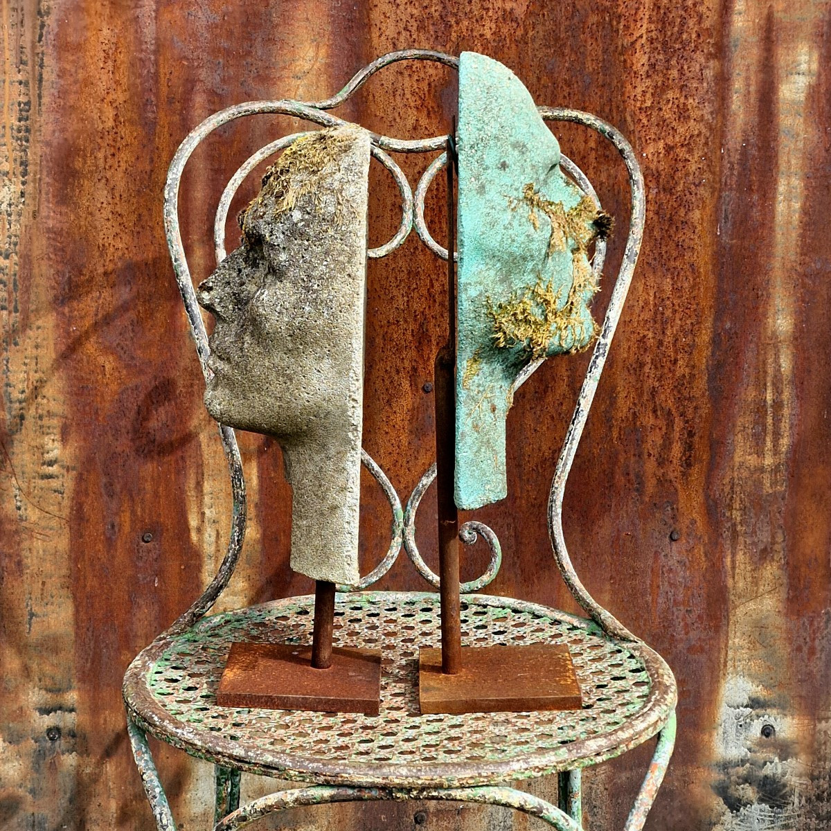 2 têtes en pierre reconstituée-photo-4