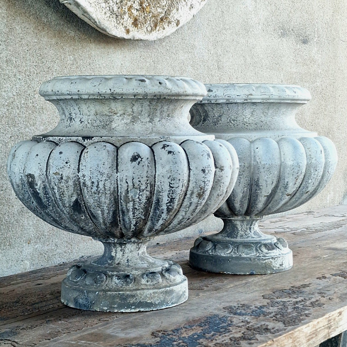 Paire de jardinières en fonte émaillée-photo-2