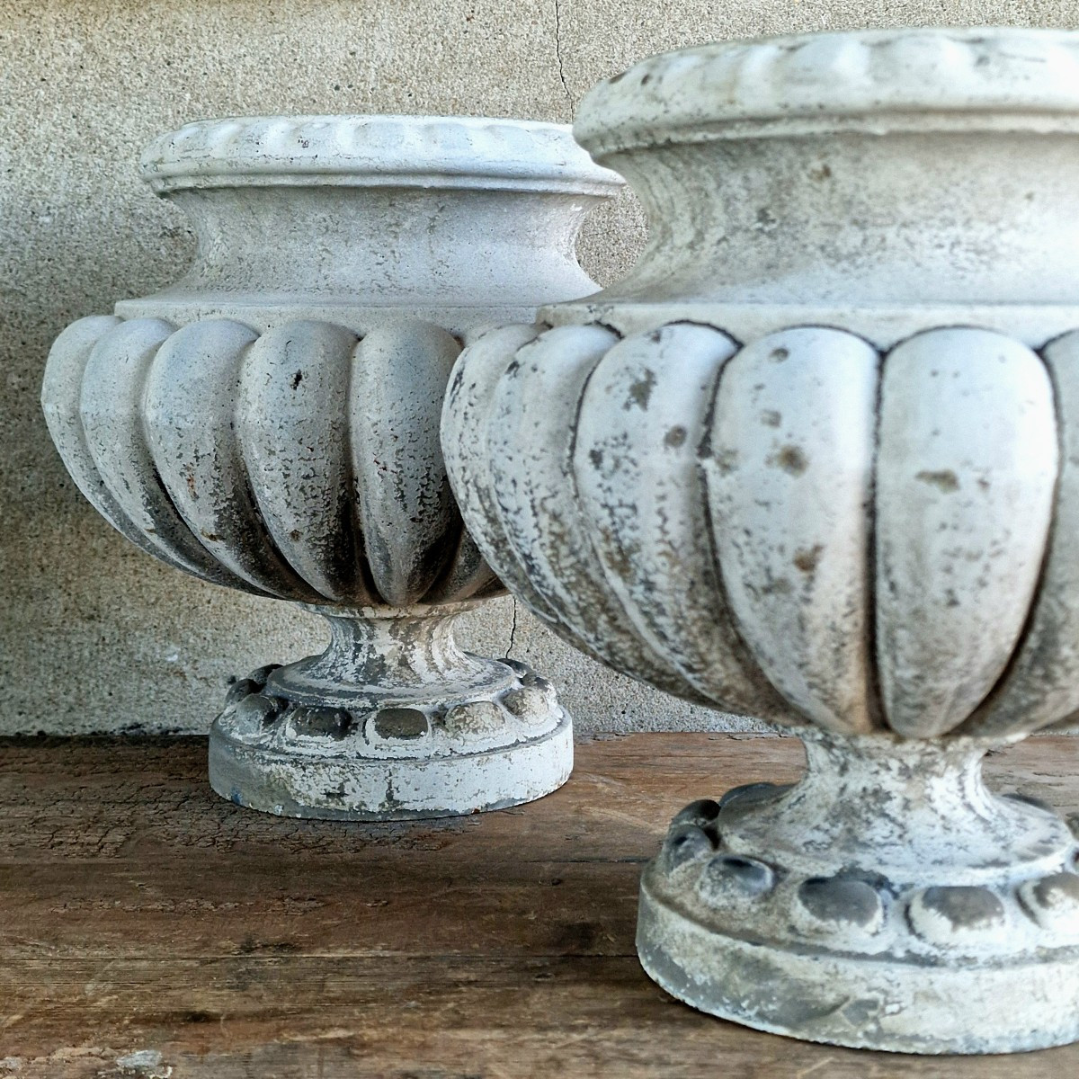 Paire de jardinières en fonte émaillée-photo-4