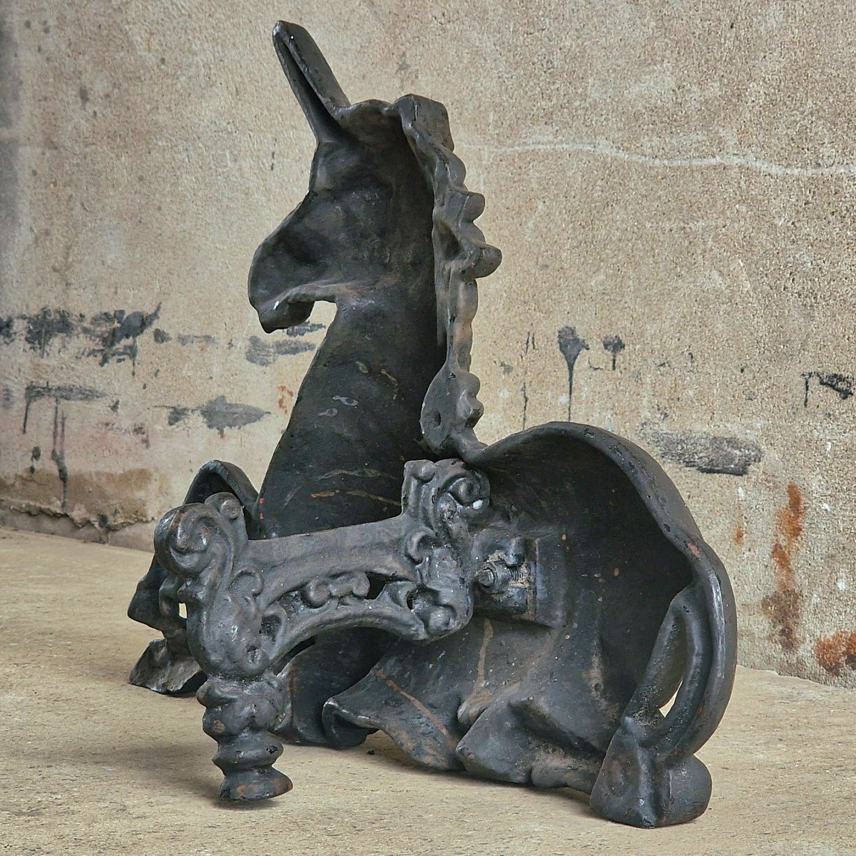Grattoir à bottes licorne du XIXe siècle-photo-4