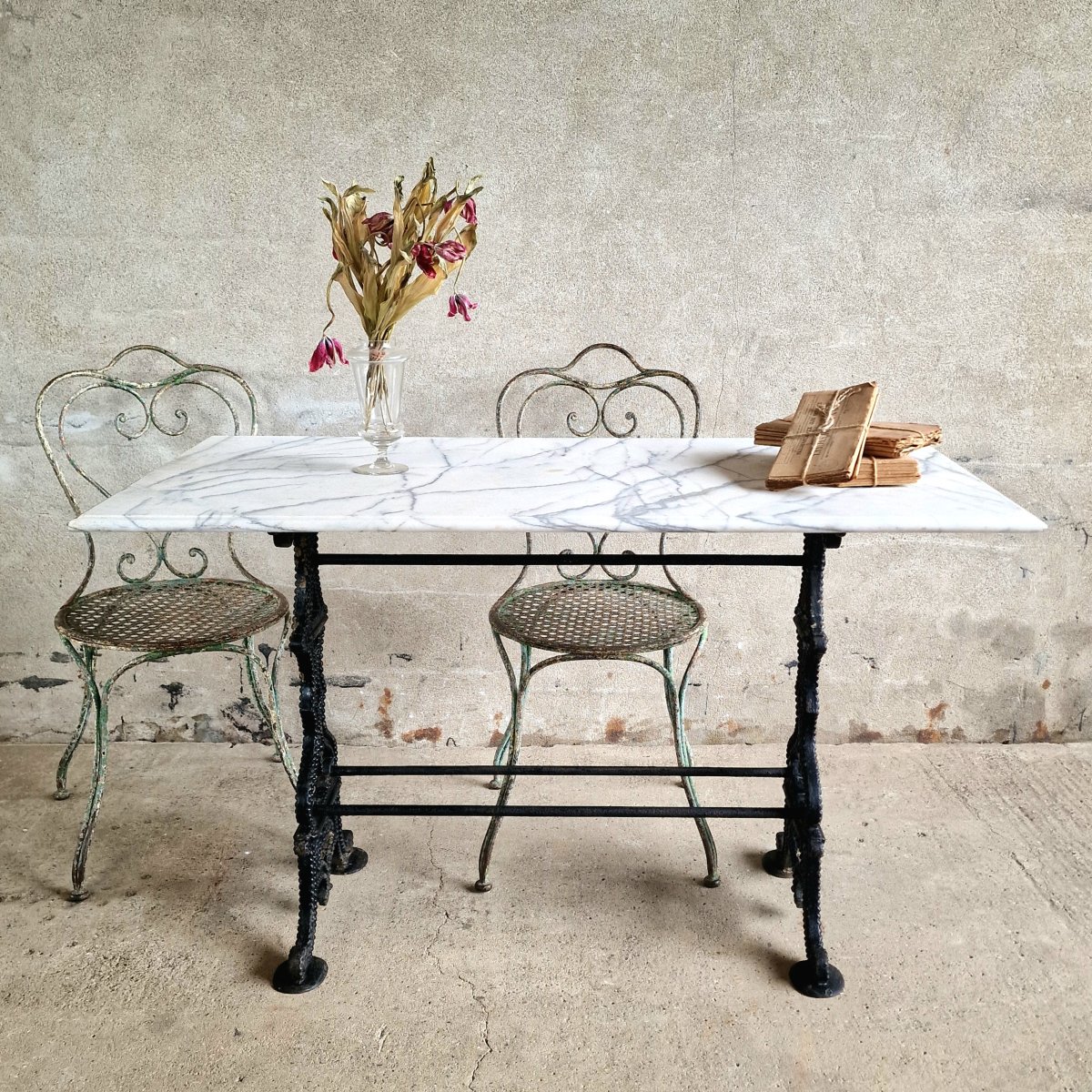 Garden Table With Marble Top-photo-2